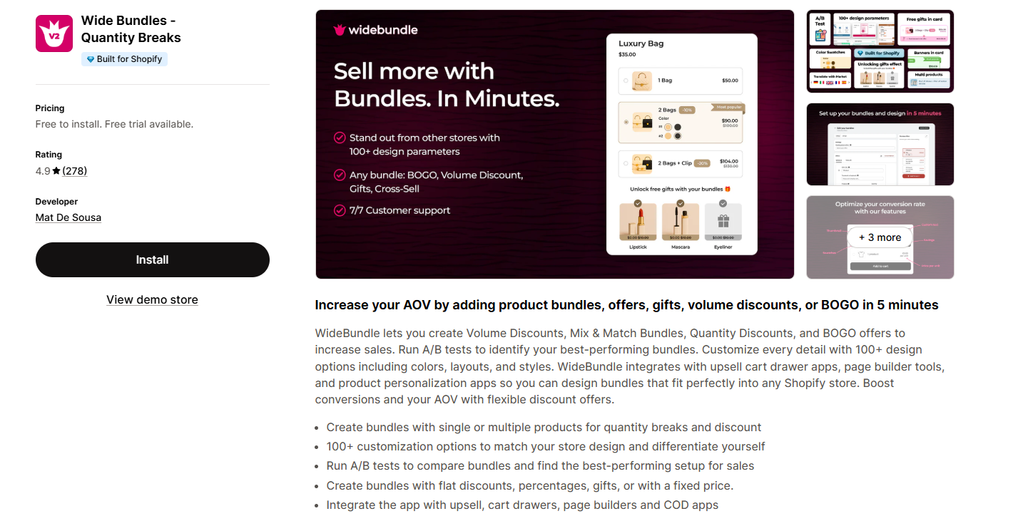 Wide Bundles ‑ Quantity Breaks